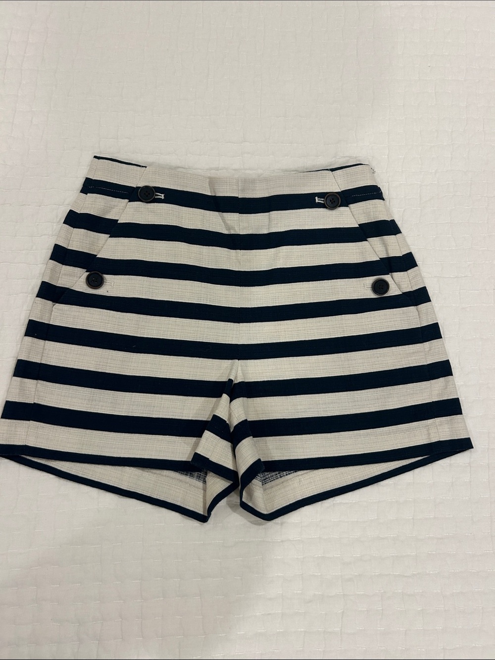 J. Crew Striped Navy and Cream High-Waist Women’s Shorts